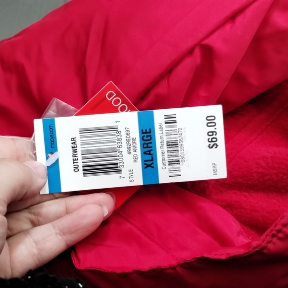 Style & Co sport jacket red pockets zip closure hidden hood - Picture 4 of 12